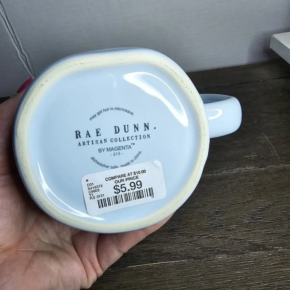 NWT Rae Dunn Peep's Sake Easter Mug Pastel Blue Spring 2021 Magenta Farmhouse